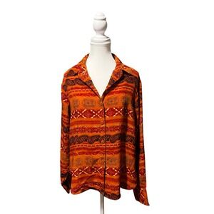 Button Down Shirt Long Sleeve Printed Boho Vintage Pattern L&S Designs